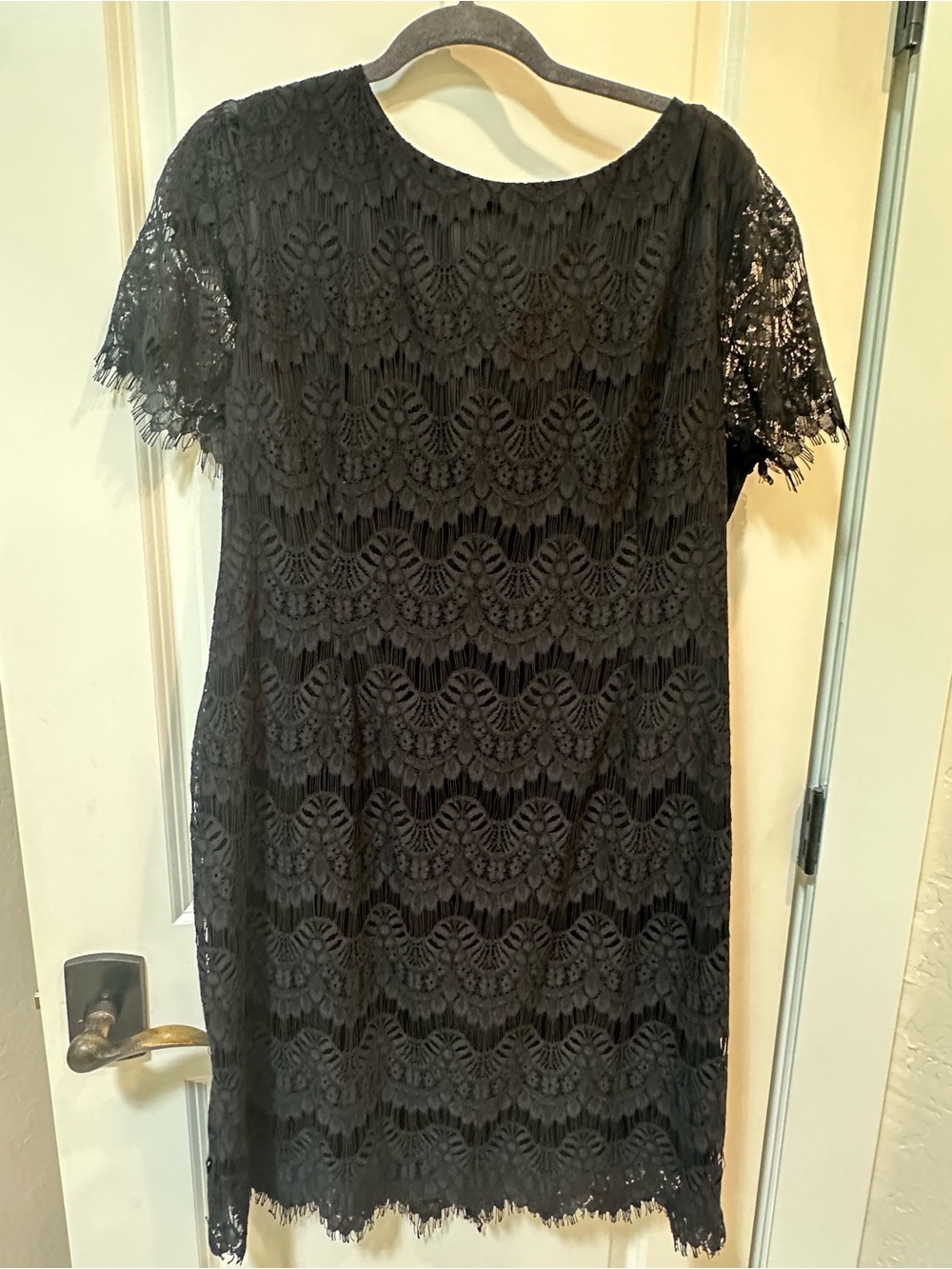 Preston & York Black Lace Short Sleeve Mini Dress